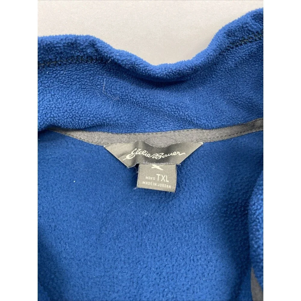 Eddie Bauer Men's TXL Tall Extra Large Blue 1/4 Zip Fleece Pullover Sweater